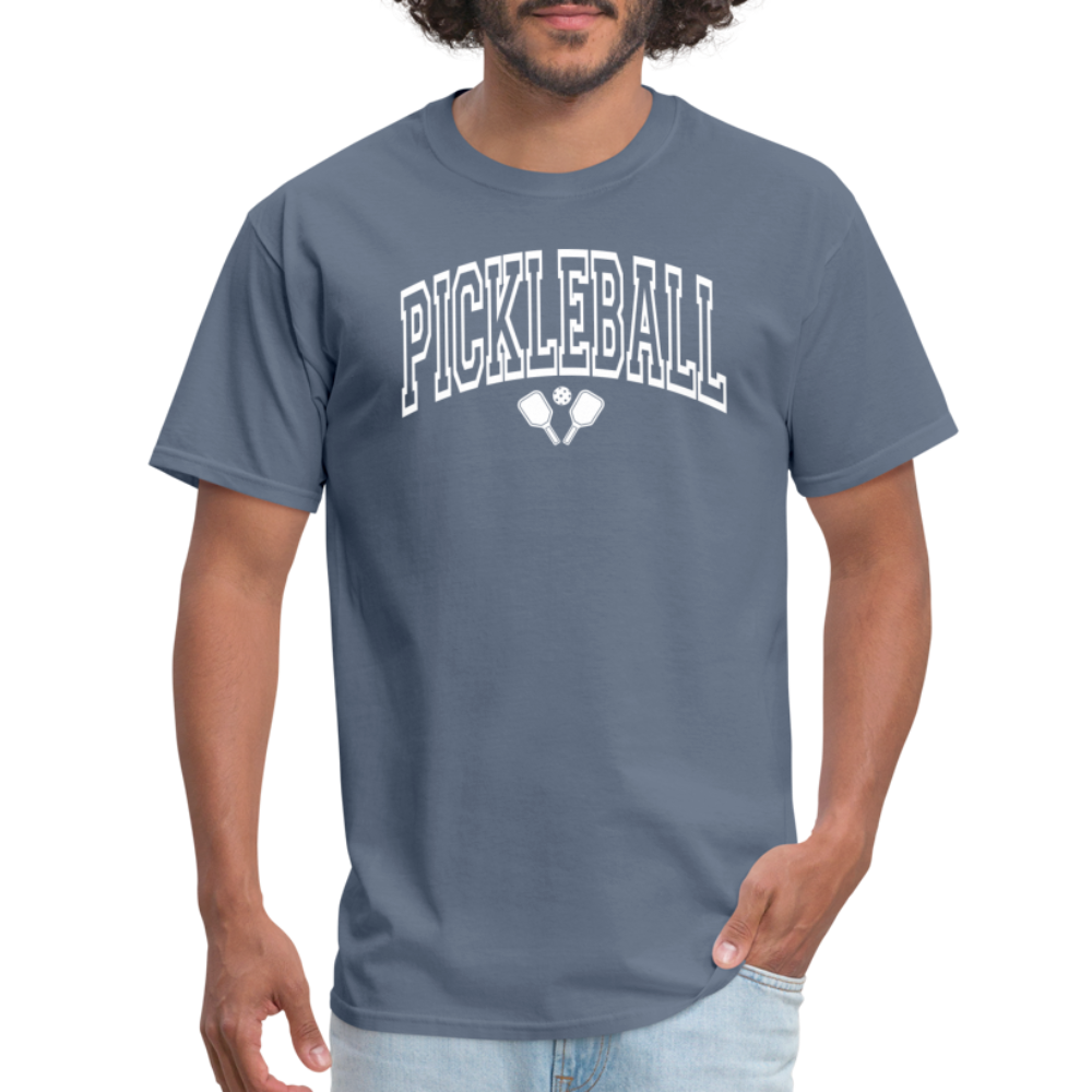 Pickleball T-Shirt (Arched White Letters) - denim