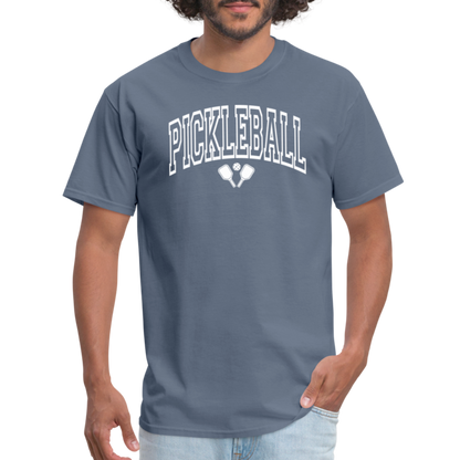 Pickleball T-Shirt (Arched White Letters) - denim