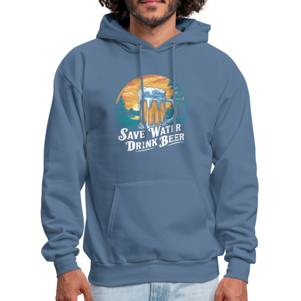 Men's Save Water Drink Beer (Funny Beer Drinking) Hoodie - Color: charcoal grey