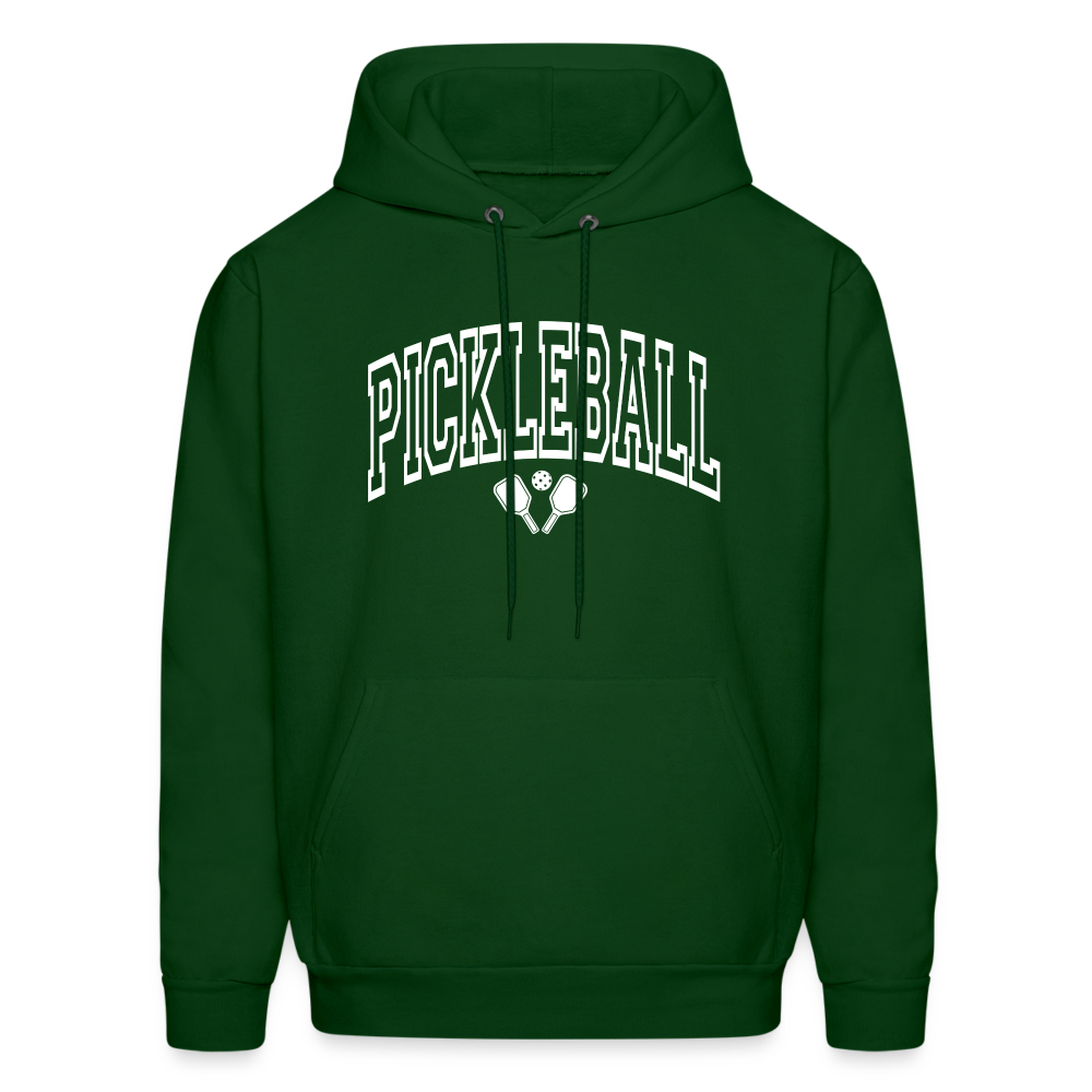 Pickleball Hoodie (Arched White Letters) - forest green