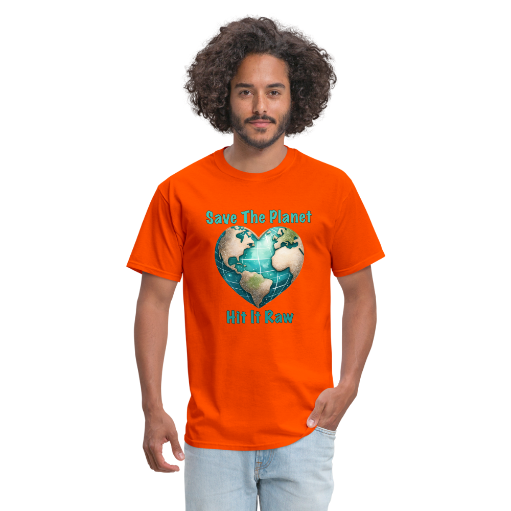 Save The Planet Hit It Raw T-Shirt (Fun Environmental Awareness) Color: heather black