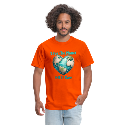 Save The Planet Hit It Raw T-Shirt (Fun Environmental Awareness) Color: heather black