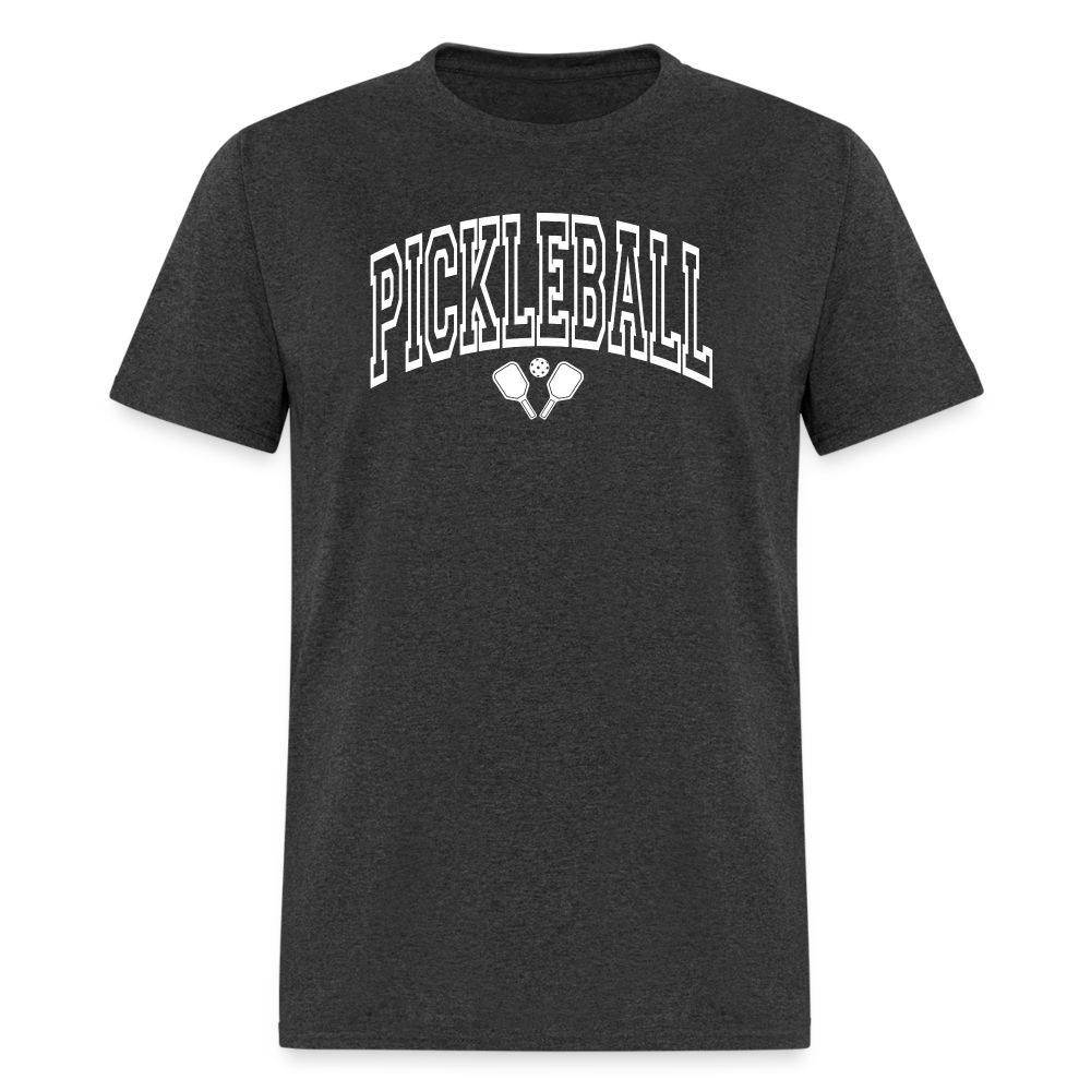 Pickleball T-Shirt (Arched White Letters) - heather black