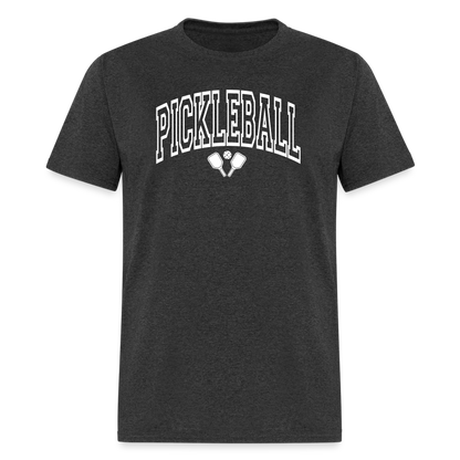 Pickleball T-Shirt (Arched White Letters) - heather black