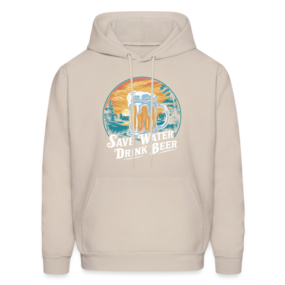 Men's Save Water Drink Beer (Funny Beer Drinking) Hoodie - Color: Sand