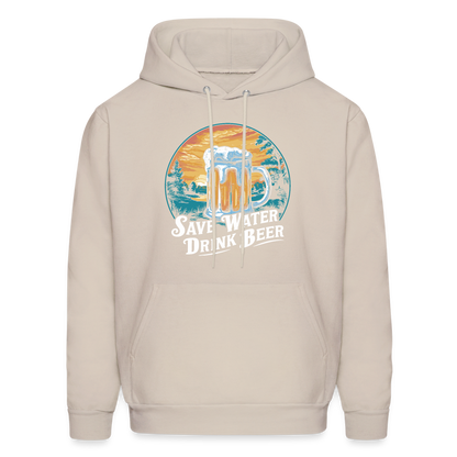 Men's Save Water Drink Beer (Funny Beer Drinking) Hoodie - Color: Sand