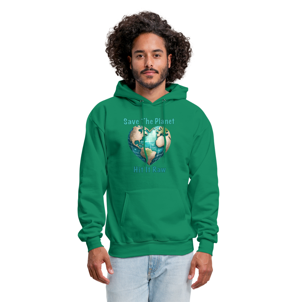 Save The Planet Hit It Raw Hoodie (Fun Environmental Awareness) Color: forest green