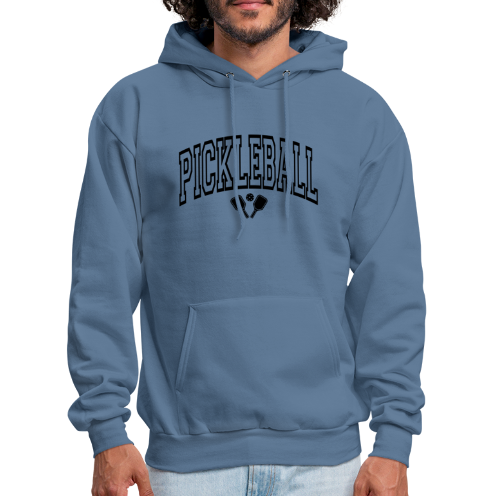 Pickleball Hoodie (Arched Black Letters) - denim blue