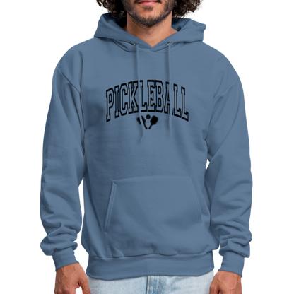 Pickleball Hoodie (Arched Black Letters) - denim blue