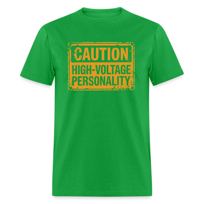 Caution High Voltage Personality T-Shirt - bright green