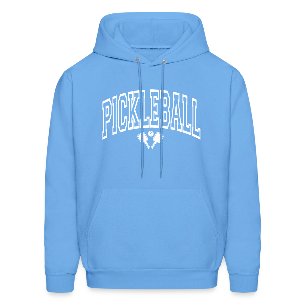 Pickleball Hoodie (Arched White Letters) - carolina blue