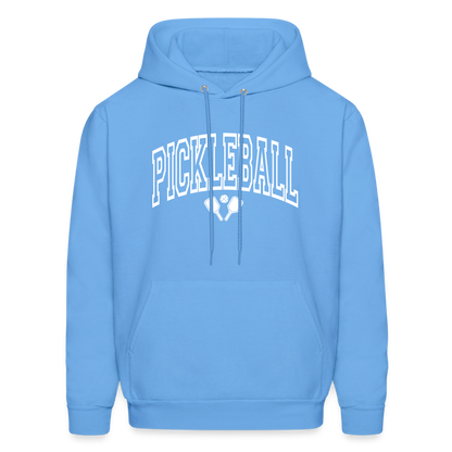 Pickleball Hoodie (Arched White Letters) - carolina blue