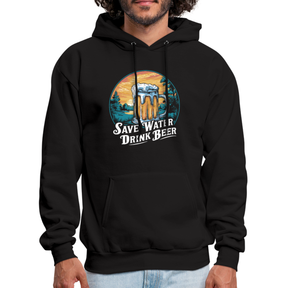 Men's Save Water Drink Beer (Funny Beer Drinking) Hoodie - Color: charcoal grey