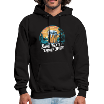 Men's Save Water Drink Beer (Funny Beer Drinking) Hoodie - Color: charcoal grey