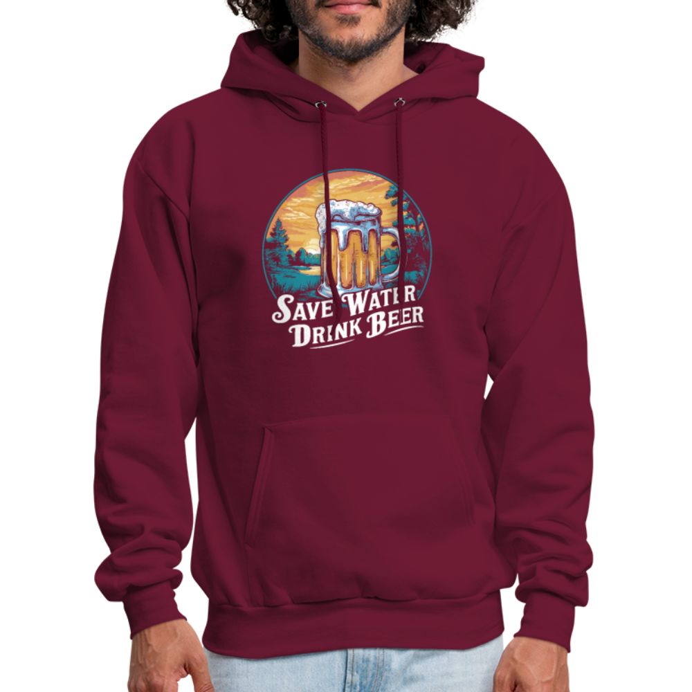 Men's Save Water Drink Beer (Funny Beer Drinking) Hoodie - Color: charcoal grey