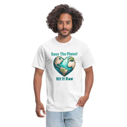 Save The Planet Hit It Raw T-Shirt (Fun Environmental Awareness) Color: heather black