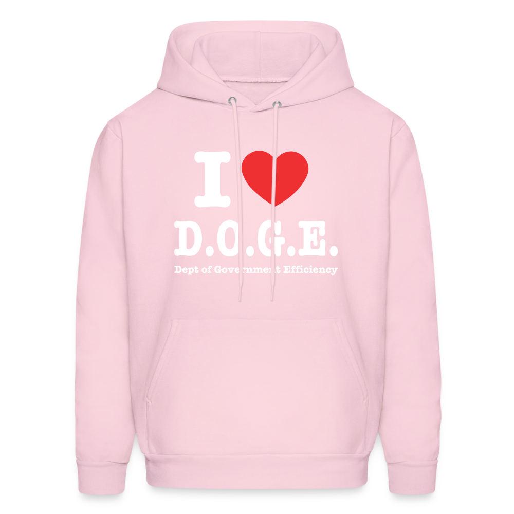 I Heart D.O.G.E (I Love Dept of Government Efficiency) Hoodie - pale pink