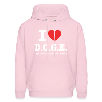 I Heart D.O.G.E (I Love Dept of Government Efficiency) Hoodie - pale pink