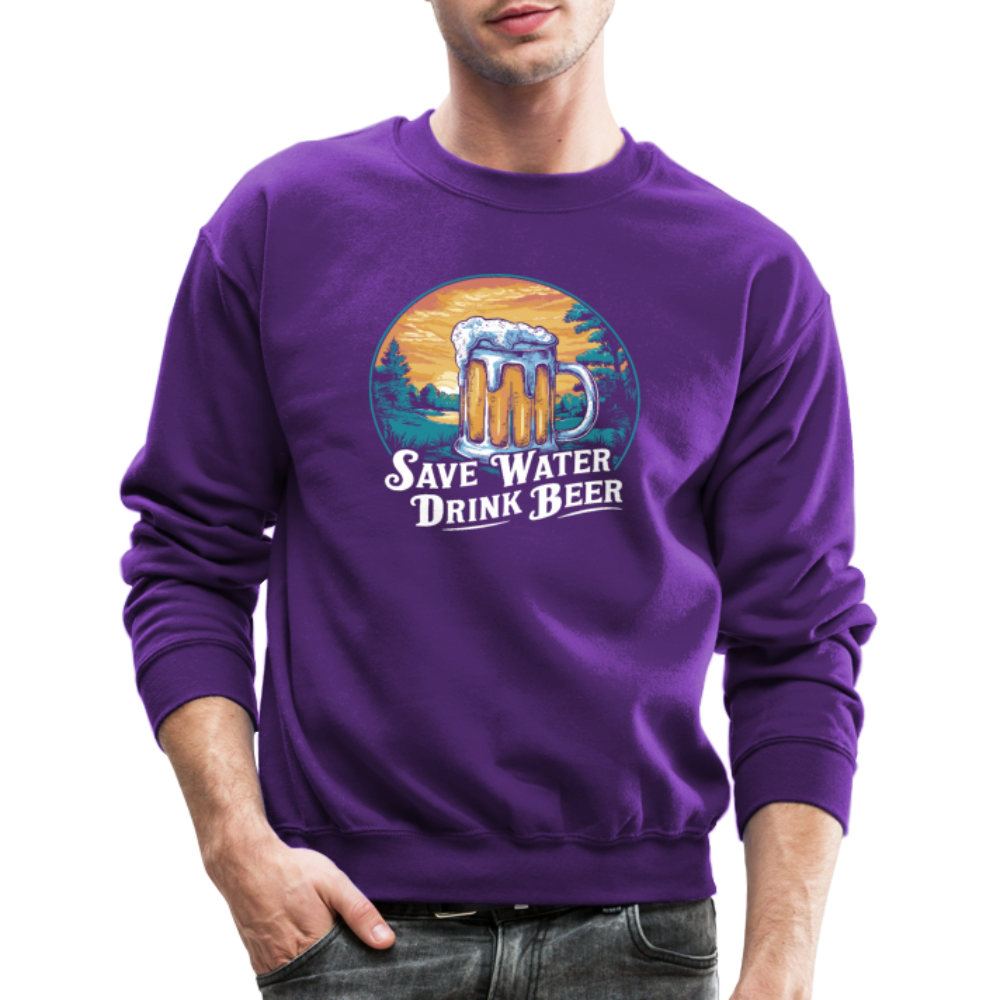 Save Water Drink Beer (Funny Beer Drinking) Sweatshirt - purple