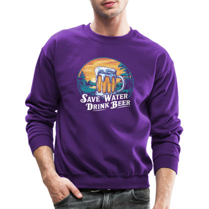 Save Water Drink Beer (Funny Beer Drinking) Sweatshirt - purple