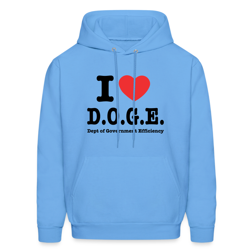 I Love D.O.G.E (I Heart Dept of Government Efficiency) Hoodie - carolina blue