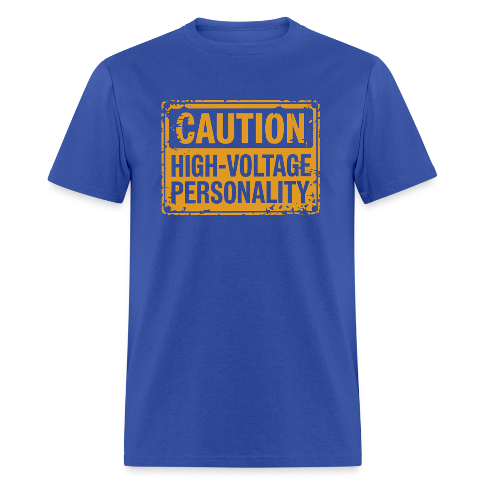 Caution High Voltage Personality T-Shirt - royal blue