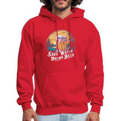 Men's Save Water Drink Beer (Funny Beer Drinking) Hoodie - Color: charcoal grey