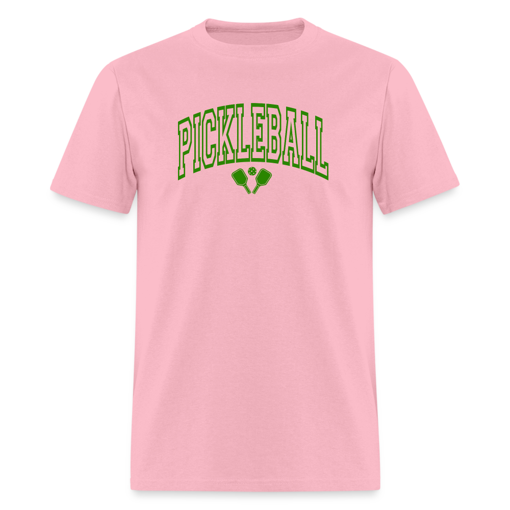 Pickleball T-Shirt (Arched Green Letters) - pink