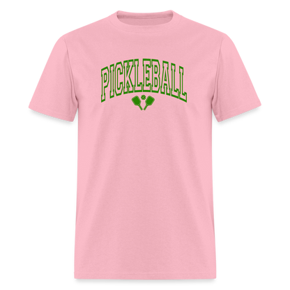 Pickleball T-Shirt (Arched Green Letters) - pink