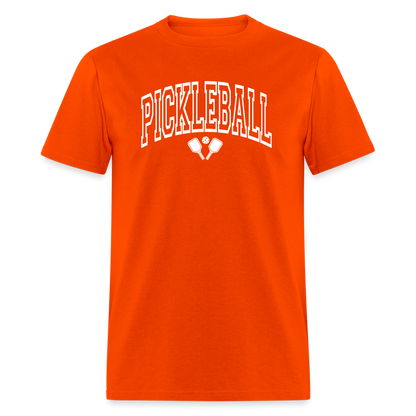 Pickleball T-Shirt (Arched White Letters) - orange