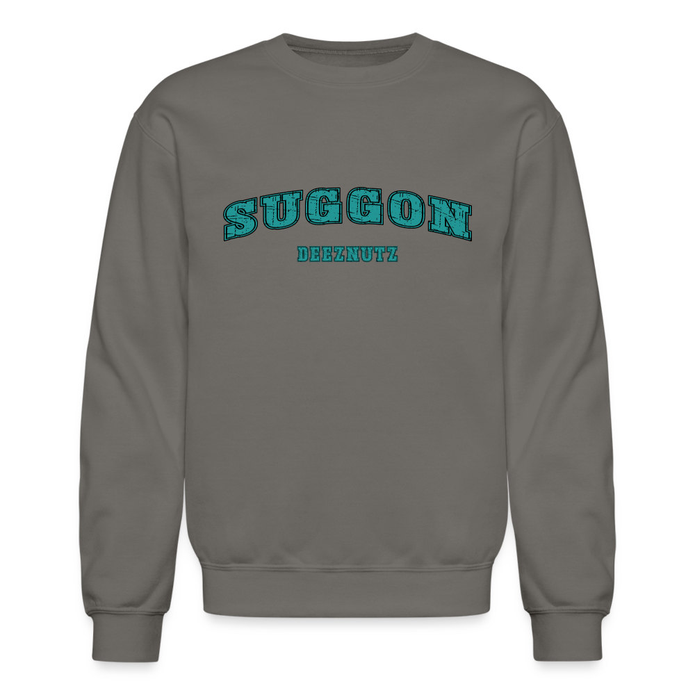 Suggon Deeznutz Sweatshirt (Funny Adult Sexual Humor) Color: asphalt gray