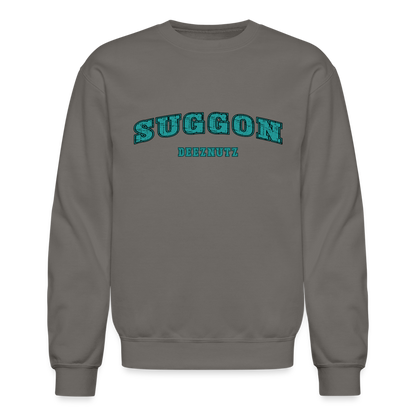 Suggon Deeznutz Sweatshirt (Funny Adult Sexual Humor) Color: asphalt gray