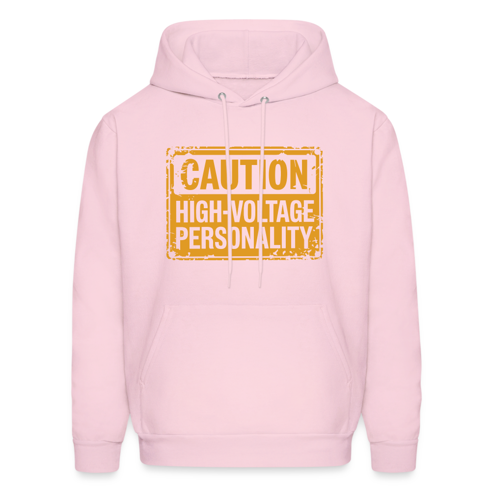 Caution High Voltage Personality Hoodie - pale pink