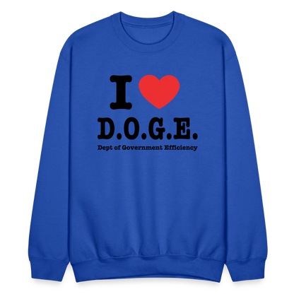 I Love D.O.G.E (I Heart Dept of Government Efficiency) Sweatshirt - royal blue