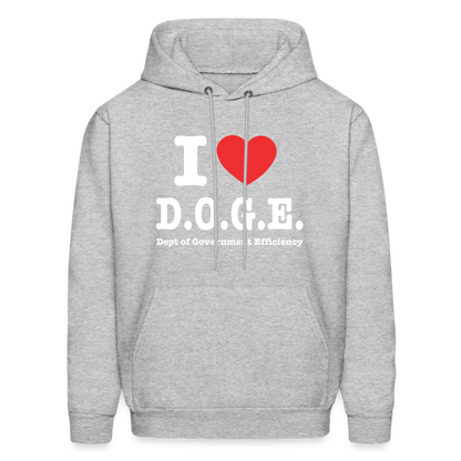 I Heart D.O.G.E (I Love Dept of Government Efficiency) Hoodie - heather gray