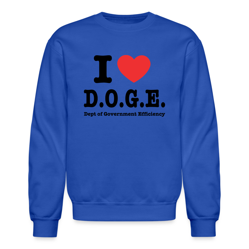 I Love D.O.G.E (I Heart Dept of Government Efficiency) Sweatshirt - royal blue