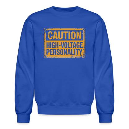 Caution High Voltage Personality Sweatshirt - royal blue