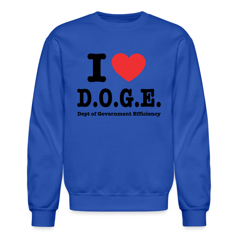 I Love D.O.G.E (I Heart Dept of Government Efficiency) Sweatshirt - royal blue