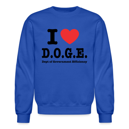 I Love D.O.G.E (I Heart Dept of Government Efficiency) Sweatshirt - royal blue