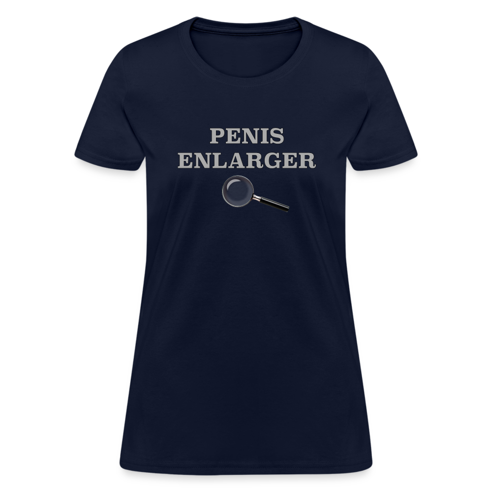 Penis Enlarger Women's T-Shirt (Funny Adult Humor) Color: navy