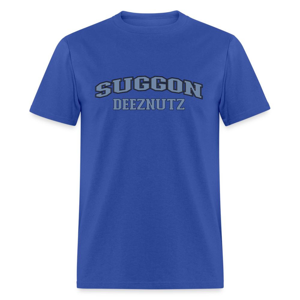 Suggon Deeznutz T-Shirt (in Blue Ball Colors - Funny Sexual Humor) Color: royal blue