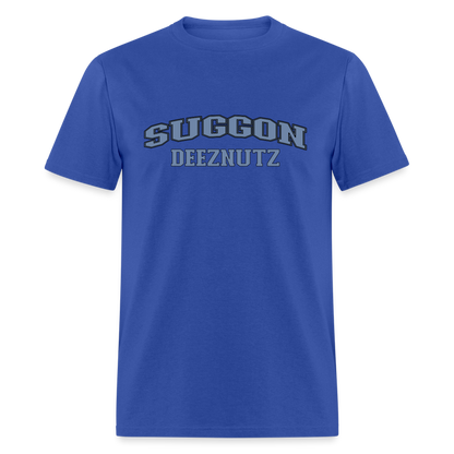 Suggon Deeznutz T-Shirt (in Blue Ball Colors - Funny Sexual Humor) Color: royal blue