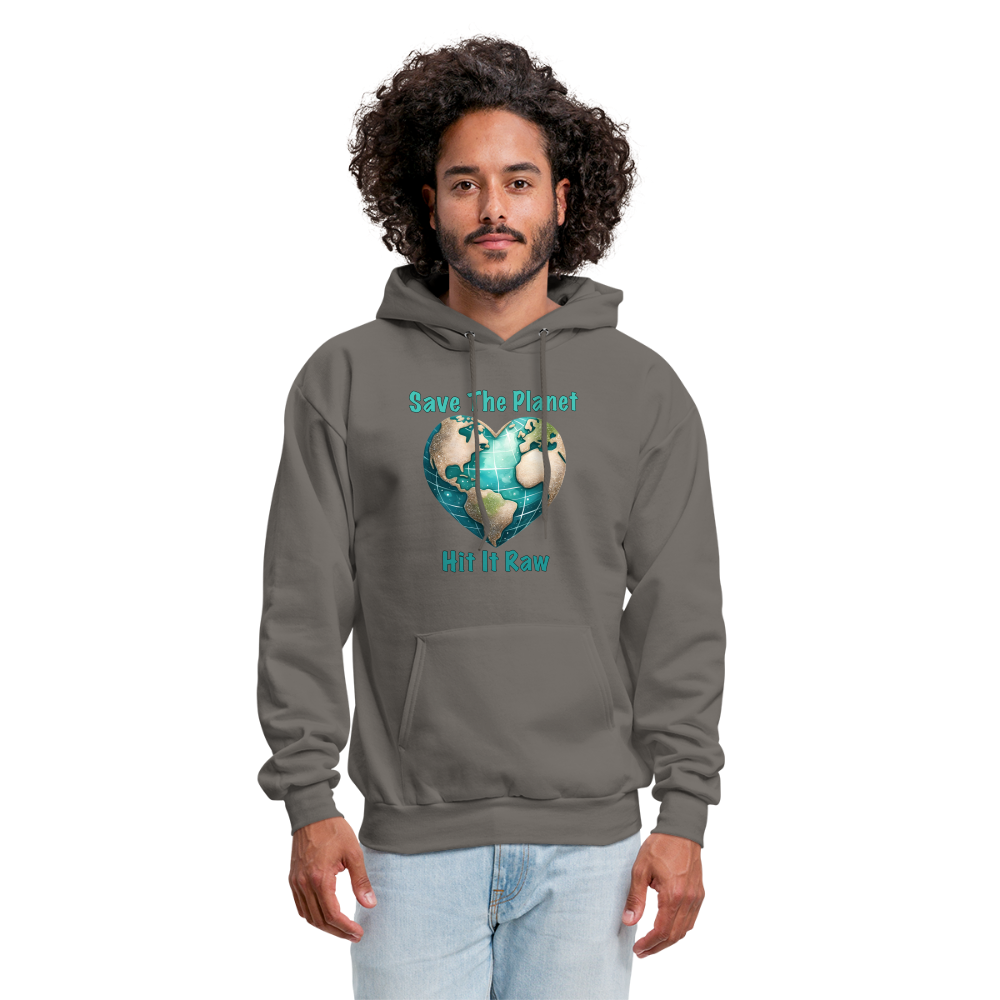 Save The Planet Hit It Raw Hoodie (Fun Environmental Awareness) Color: forest green