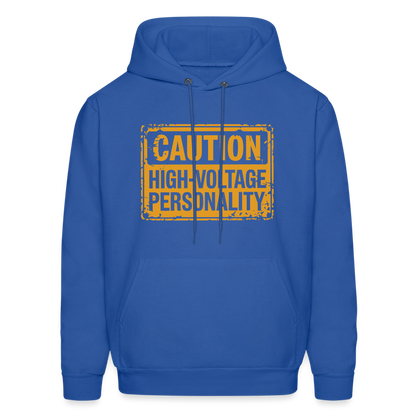 Caution High Voltage Personality Hoodie - royal blue