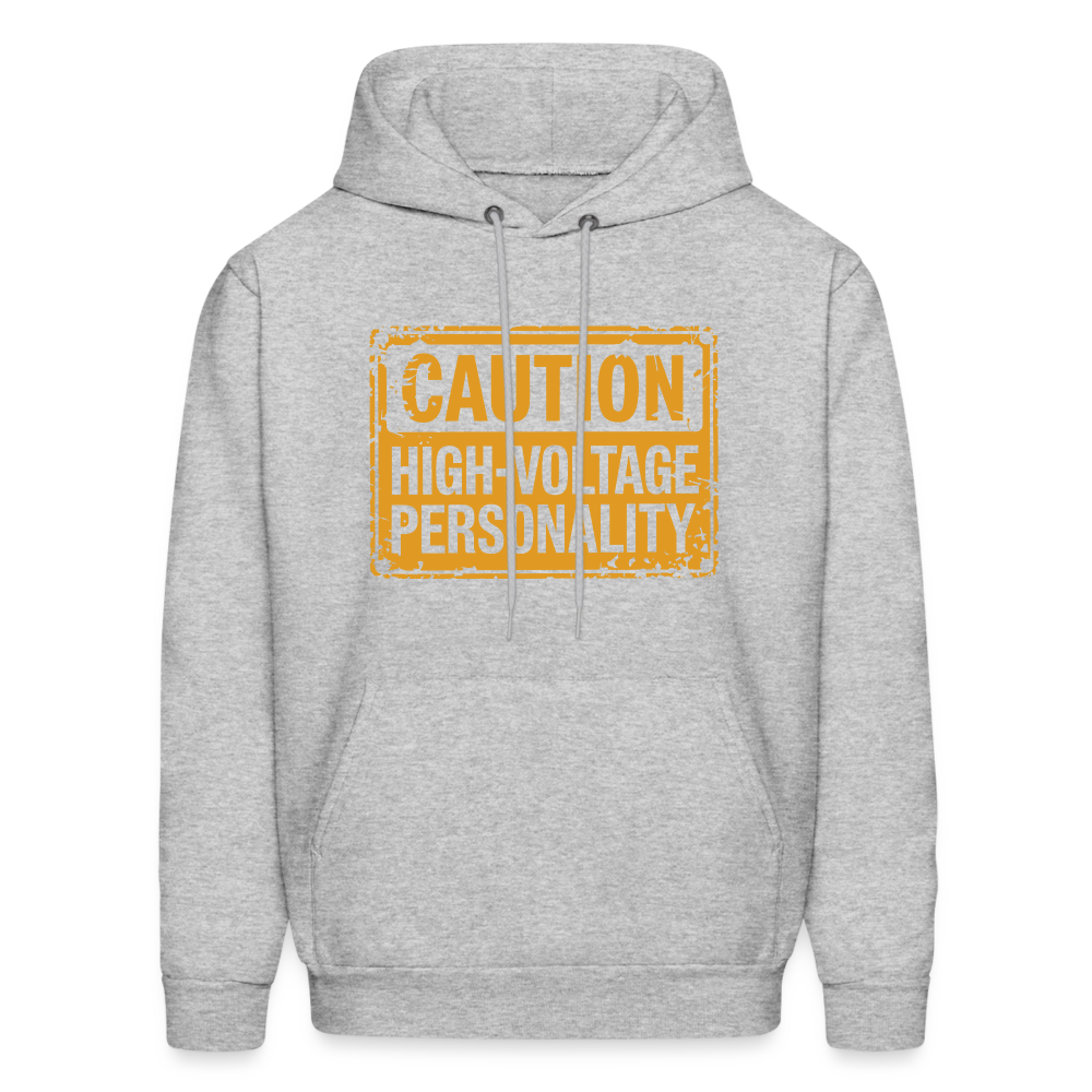 Caution High Voltage Personality Hoodie - heather gray