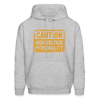 Caution High Voltage Personality Hoodie - heather gray