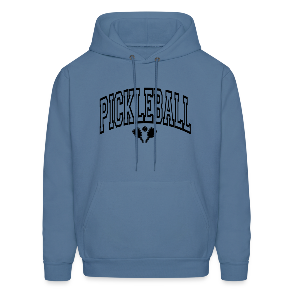 Pickleball Hoodie (Arched Black Letters) - denim blue