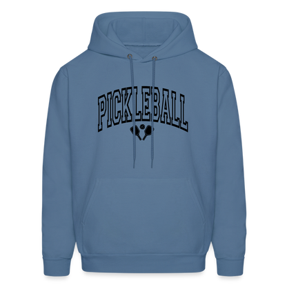 Pickleball Hoodie (Arched Black Letters) - denim blue