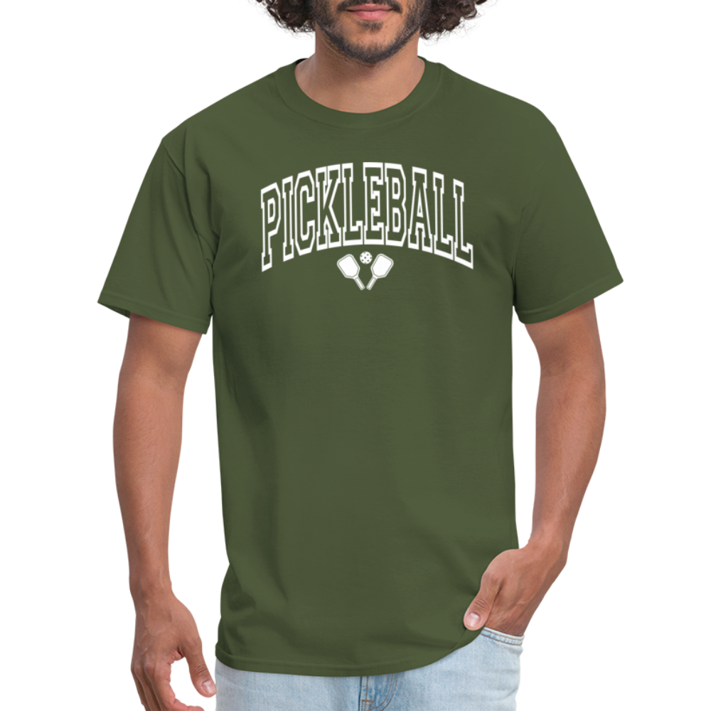 Pickleball T-Shirt (Arched White Letters) - military green