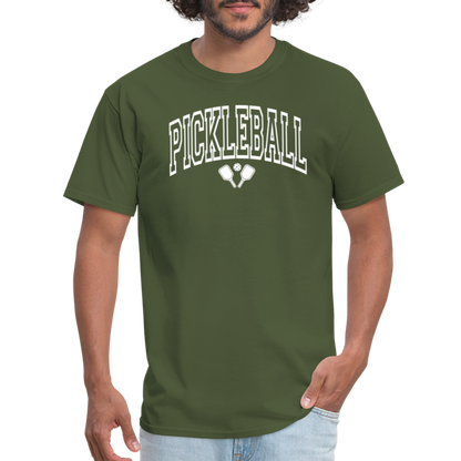 Pickleball T-Shirt (Arched White Letters) - military green